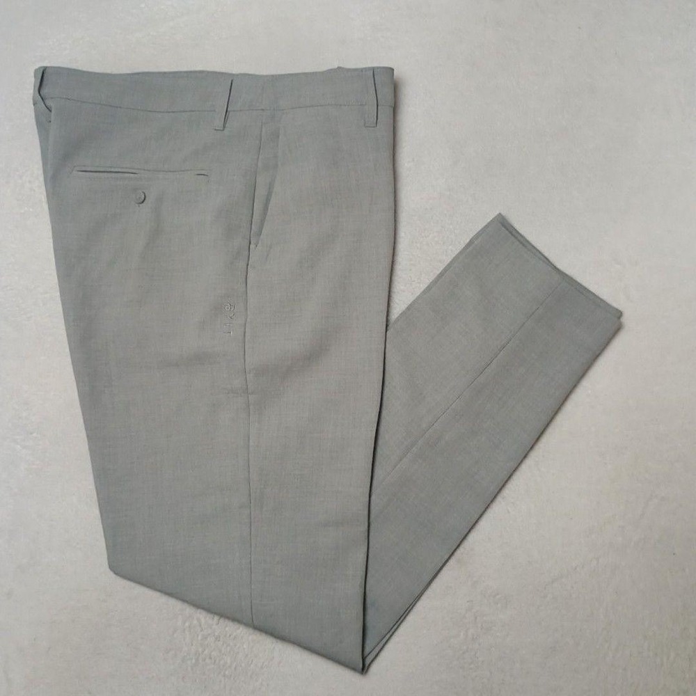 BYLT Pants Mens 36x31 Gray Dress Slim Stretch Rayon Flat Front Business Office